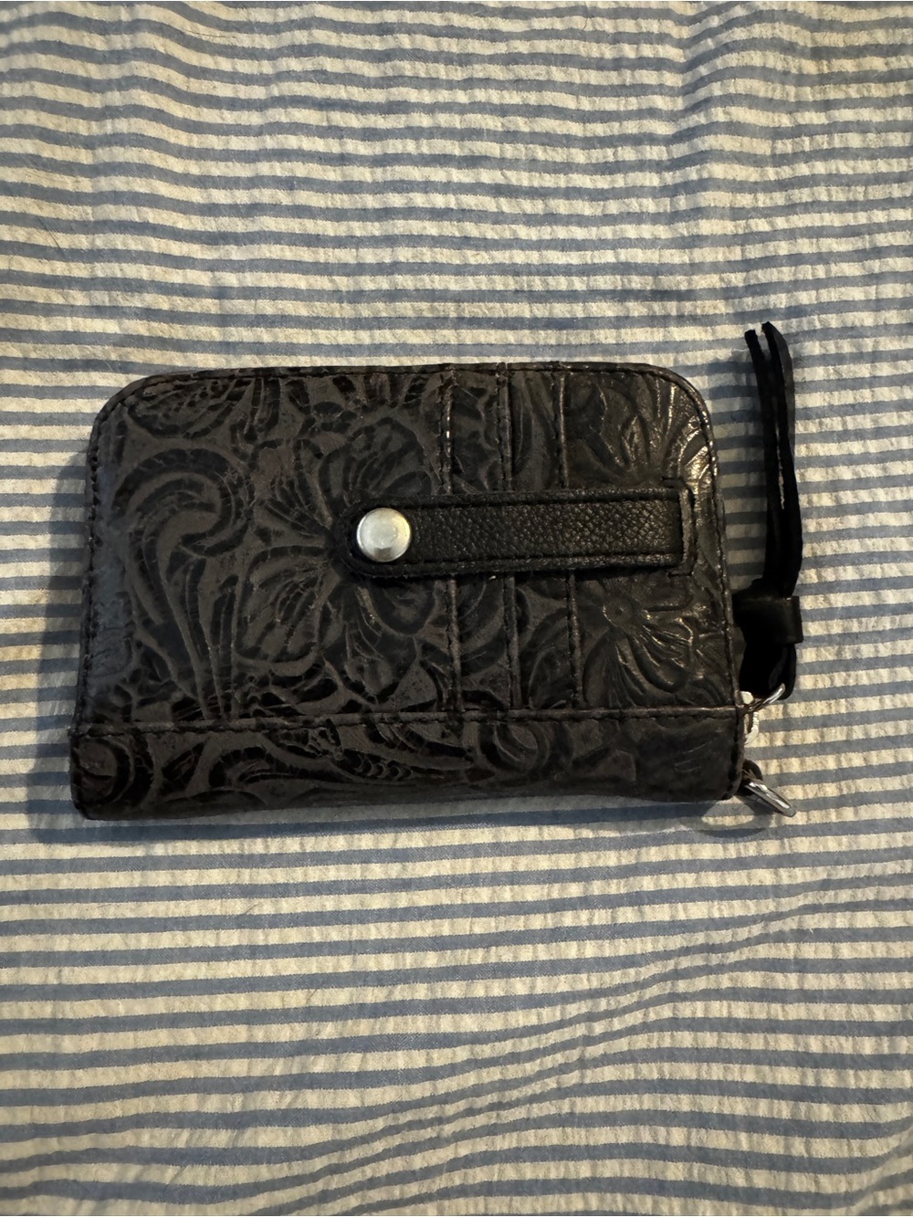 Consuela Black Floral Embossed Zip-Around Wallet - Picture 2 of 4